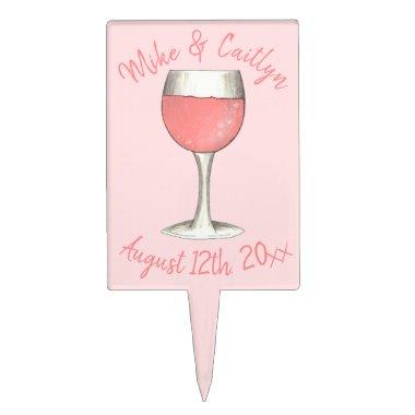 Blush Pink Rose All Day Rosé Wine Bridal Shower Cake Topper