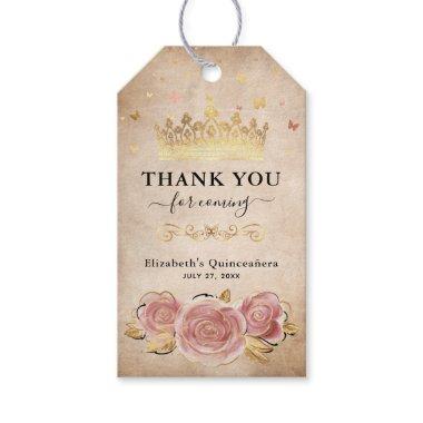 Blush Pink Rose Gold Crown Thank You Favor Gift Tags