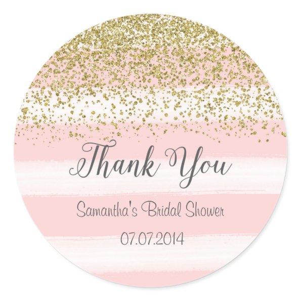 Blush Pink Stripes Bridal Shower Sticker