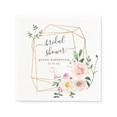 Blush Summer Florals Bridal Shower Personalized Napkins