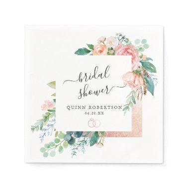 Blushing Summer Floral Bridal Shower Personalized Napkins
