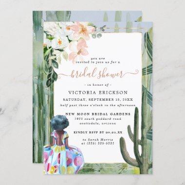 Bohemian Cactus Desert Floral Bridal Shower Invita Invitations