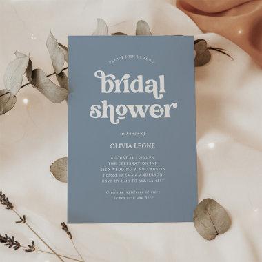Boho and Retro Dusty Blue | Bridal Shower Invitations