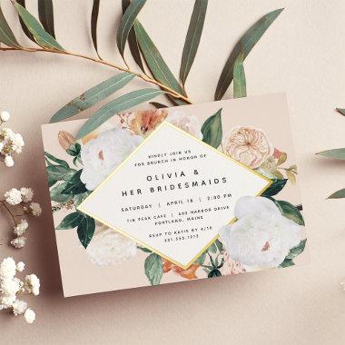 Boho Blooms Floral Bridesmaids Luncheon or Brunch Foil Invitations