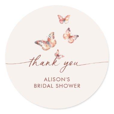 Boho Butterfly Bridal Shower Classic Round Sticker