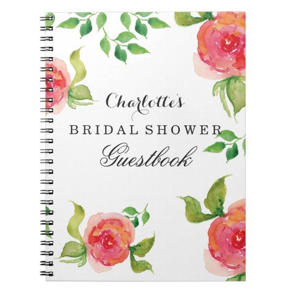 boho chic Coral bridal shower Guestbook Notebook