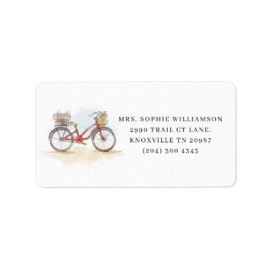 Boho Chic Watercolor Classic Bike Address Label