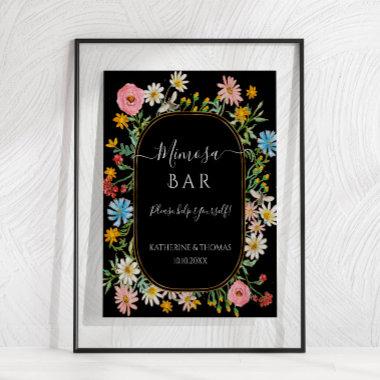 Boho Chic Wildflower Floral Wreath Mimosa Bar Post Poster