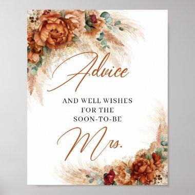 Boho copper floral Advice for the soon-to-be Mrs Poster
