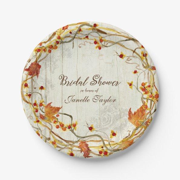 Boho Country Rustic Fall Autumn Bridal Shower Paper Plates