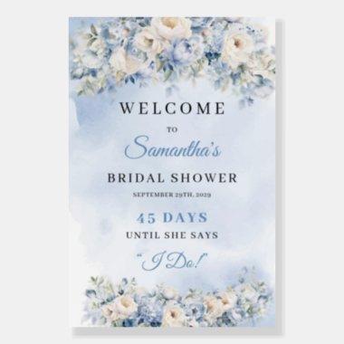 Boho Dusty Blue and Ivory bridal shower count down Foam Board