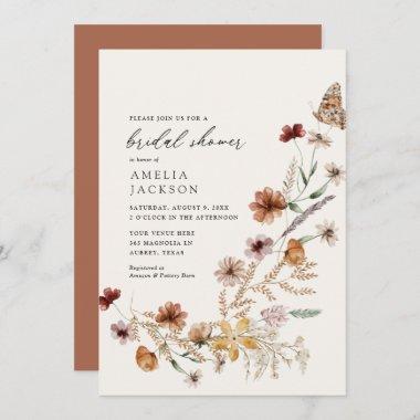 Boho Fall Wildflower Bridal Shower Invitations
