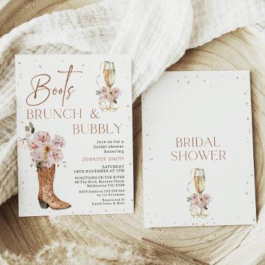 Boho Floral Boot Boot Brunch Bubble Bridal Shower Invitations