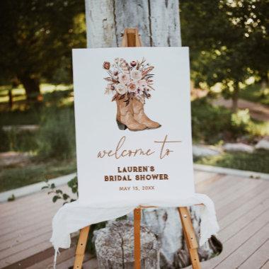 Boho Floral Cowgirl Boots Bridal Shower Welcome Foam Board