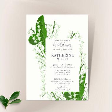 Boho Floral Frame Lily Valley Chic Bridal Shower Invitations