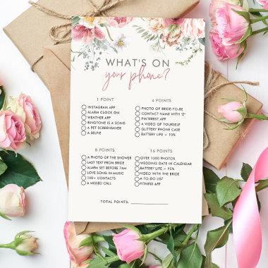 Boho Floral What On Your Phone Bridal Shower Game