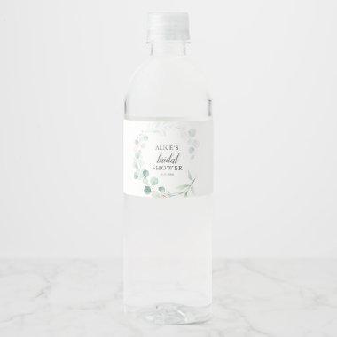 Boho Greenery Eucalyptus Bridal Shower Water Bottle Label