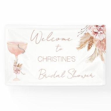 Boho Pearls Prosecco Bridal Shower Welcome Banner