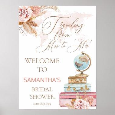 Boho Traveling Miss to Mrs Bridal Shower Welcome Poster