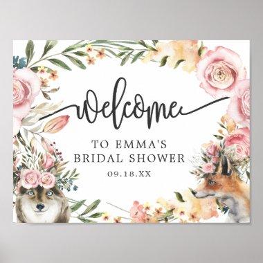 Boho Watercolor Autumn Floral Shower Welcome Poster