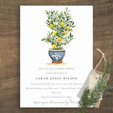Boho Watercolor Yellow Lemon Tree Bridal Shower Invitations