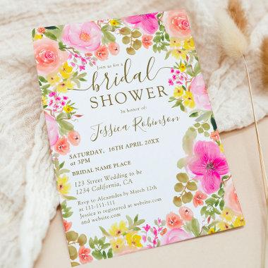 Boho wild flowers garden photo bridal shower Invitations