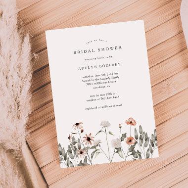 Boho Wildflower Bridal Shower Invitations
