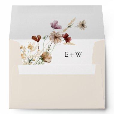 Boho Wildflower Elegant Wedding Envelope