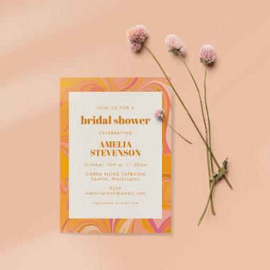 Boho Yellow and Pink Marble Unique Bridal Shower Invitations