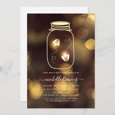 Bokeh Firefly Mason Jar Bridal Shower Invitations