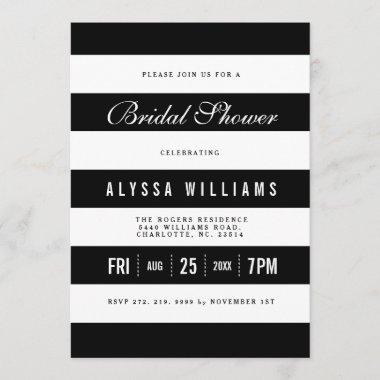 Bold Black | White Stripes Bridal Shower Invite