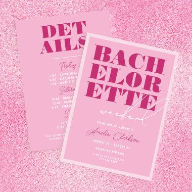 Bold Pink Bachelorette Weekend Invitations