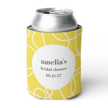 Bold Yellow Abstract Line Art Custom Bridal Shower Can Cooler