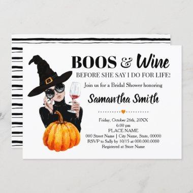 Boos and wine before I do halloween bridal shower Invitations