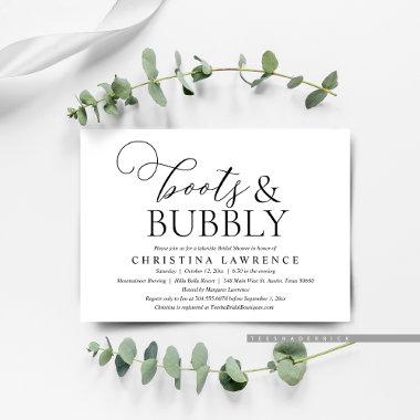 Boots and Bubbly, Bride to be, Bridal Shower Invitations