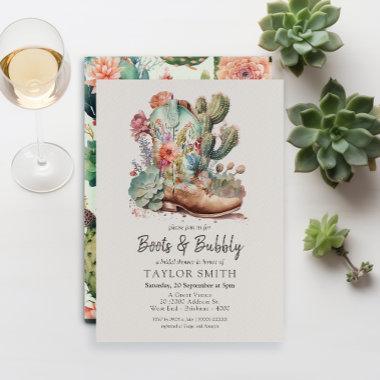 Boots and Bubbly Western Bridal Shower Invitations