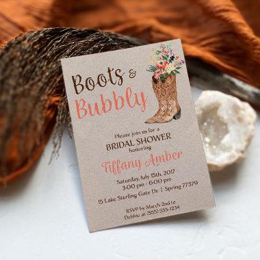 Boots and Bubbly Western Bridal Shower Invitations