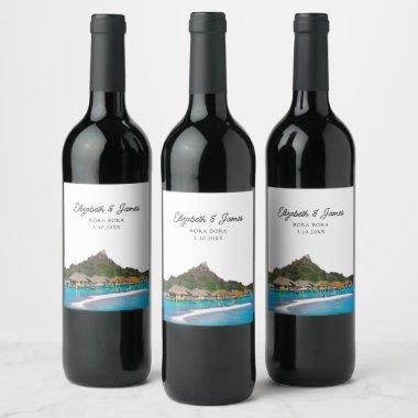 Bora Bora Wedding Favor Wine Label