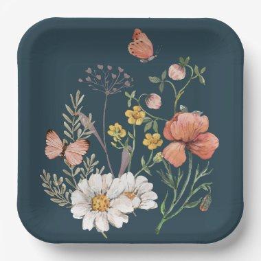 Botanical Wildflower Flower Boho Paper Plates