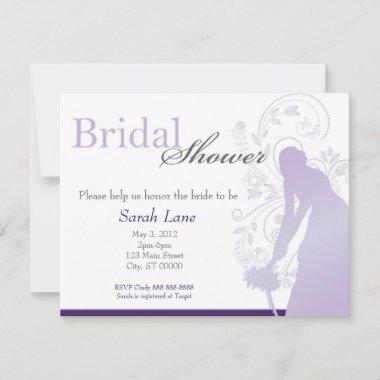 Bouquet Toss Bridal Shower -Purple & White Invitations