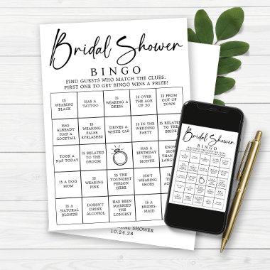 Bridal Bingo Find the Guest Bridal Shower Game Invitations