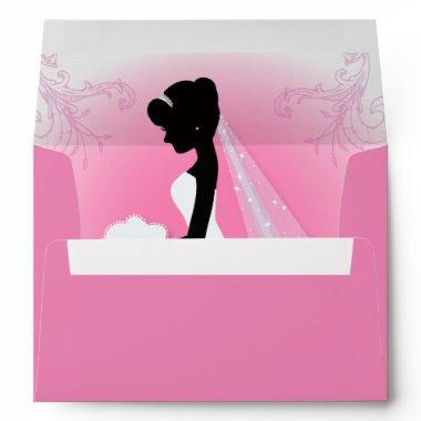 Bridal Mrs Right Pink bride silhouette Envelope