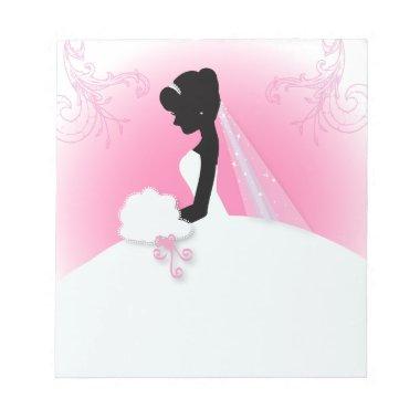 Bridal Mrs Right Pink bride silhouette Notepad