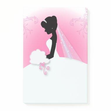 Bridal Mrs Right Pink bride silhouette Post-it Notes