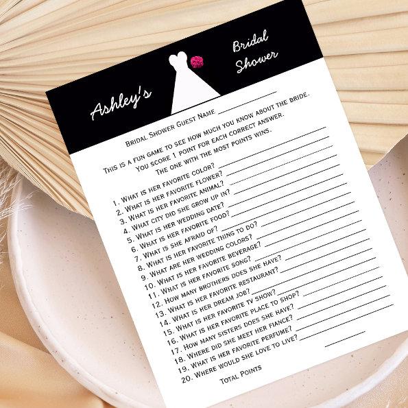 Bridal or Wedding Shower Party Game -- Bridal Gown