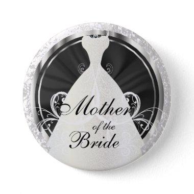 Bridal Party | Black, White & Silver Accents Button