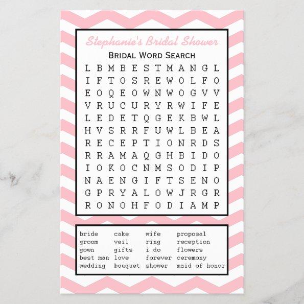 Bridal Party Shower Word Search Game