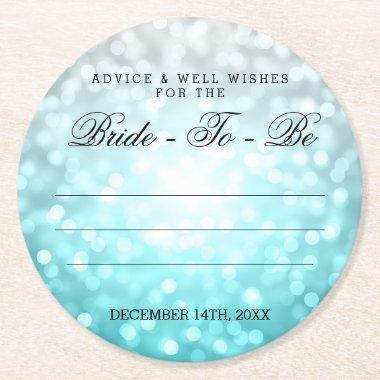 Bridal Shower Advice Beach Ombre Bokeh Lights Round Paper Coaster