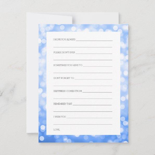 Bridal Shower Advice Cards Blue Glitter Lights