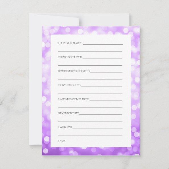 Bridal Shower Advice Cards Purple Glitter Lights